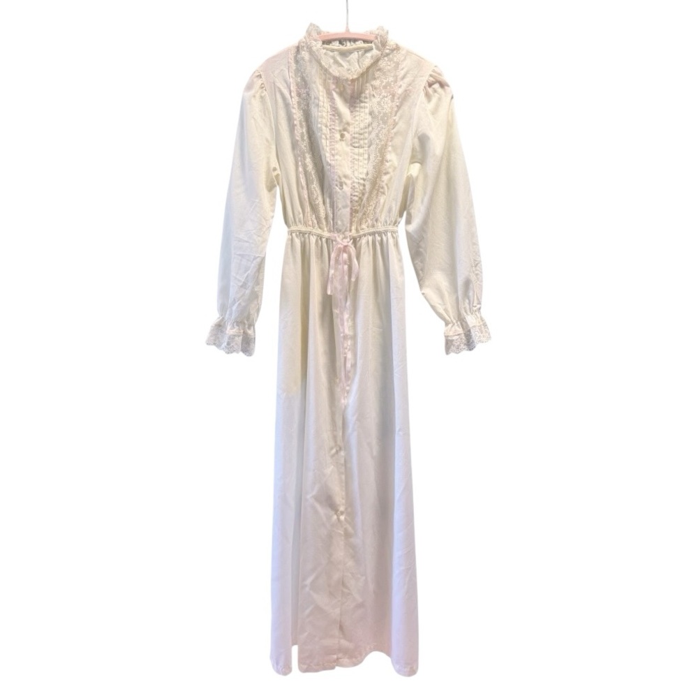 Vintage Gilead Ivory Cream Prairie Folk Cottagecore Dressing Gown Maxi Dress